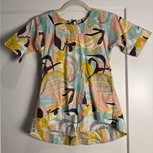 Hannah Kate Pastel Abstract high low tunic blouse 100% cotton trunk